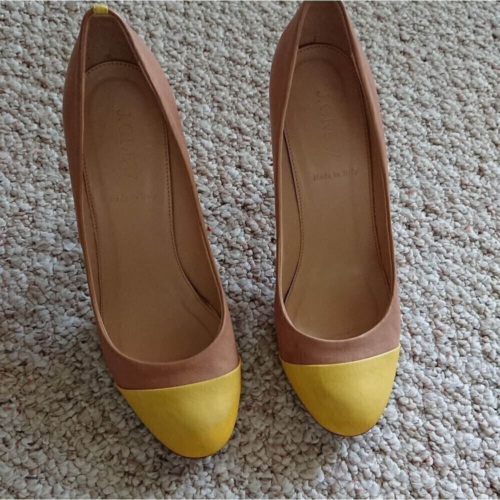 J. Crew brown and yellow pump size 7.5